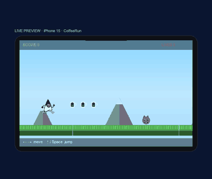 Duke’s Coffee Run, a 2D platformer built with the Game Builder